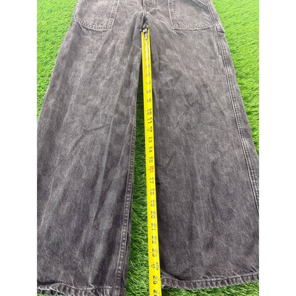 GAP Teen Girls Sz 14 Wide Stride Jeans Black Check Low Rise Wide Leg Denim Pants